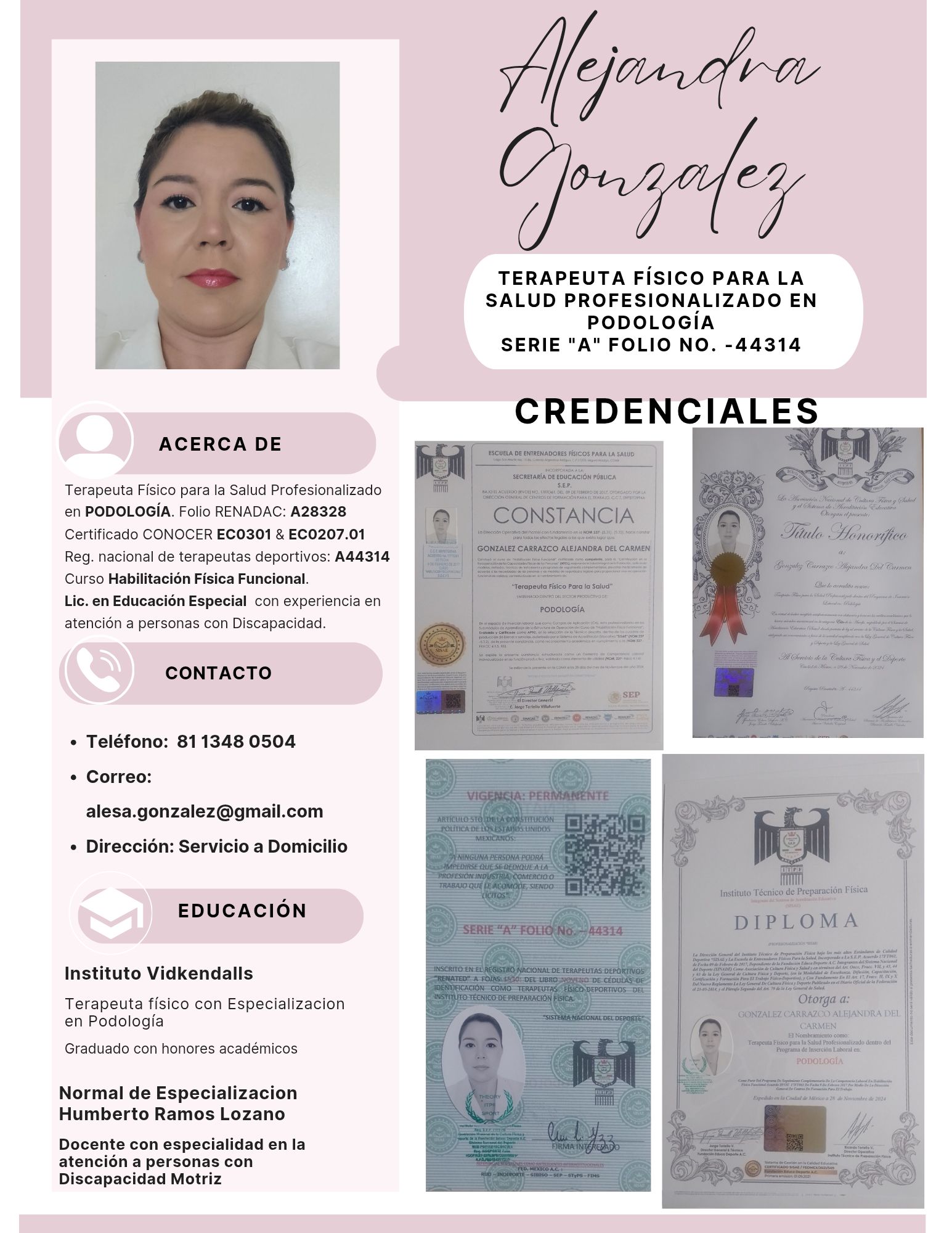 Podóloga con credenciales 